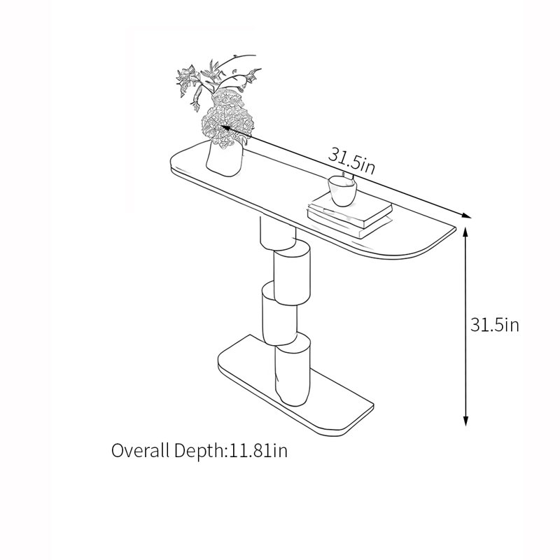 Table d'entrée Modern, Blanc / or gris, H 31,5 po x l 31,5 po x P 11,81 po