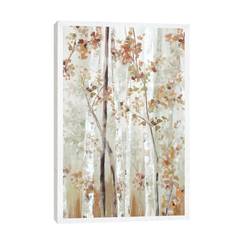 Birch Wood II by Eva Watts - Painting on Canvas, 152.4cm H x 101.6cm W x 3.81cm D, White Framed