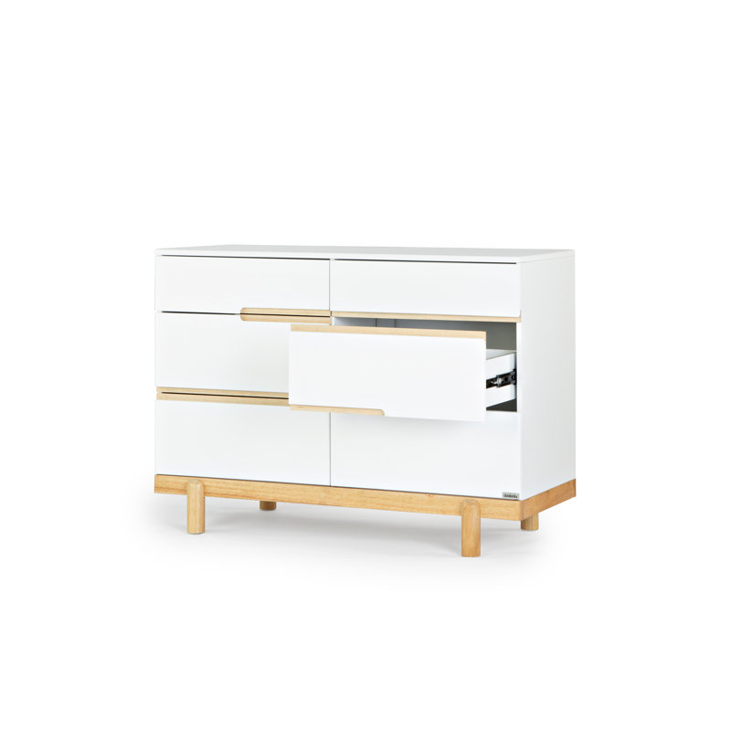 Bliss 6-Drawer Nursery Dresser, White/Natural