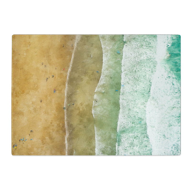 Tempered Glass Newquay Beach in Cornwall Chopping Board, 20 cm x 28.5 cm