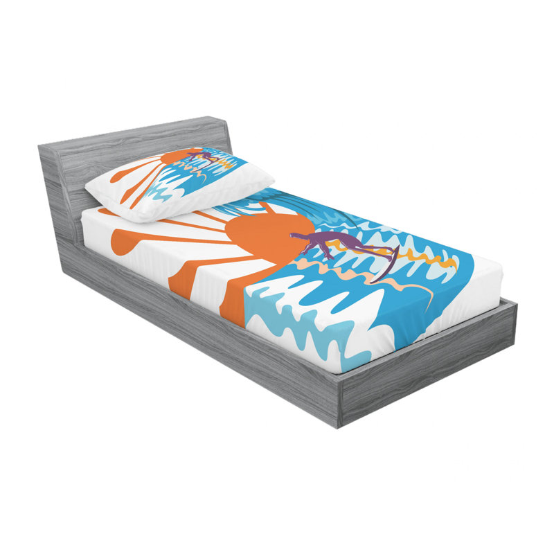Ensemble de draps Sea Surfing on Waves, Ensemble de draps pour lit simple avec drap-housse