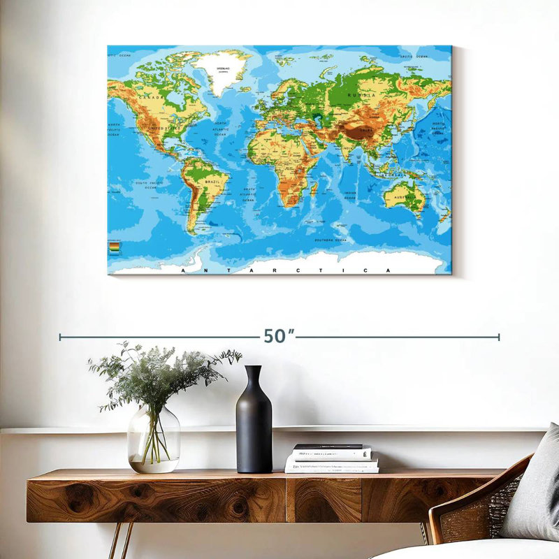 Carte du monde très détaillée Aliaz, H 26 po x l 39 po