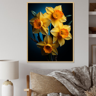 «Yellow and Orange Daffodil Bloom Dance» sur toile