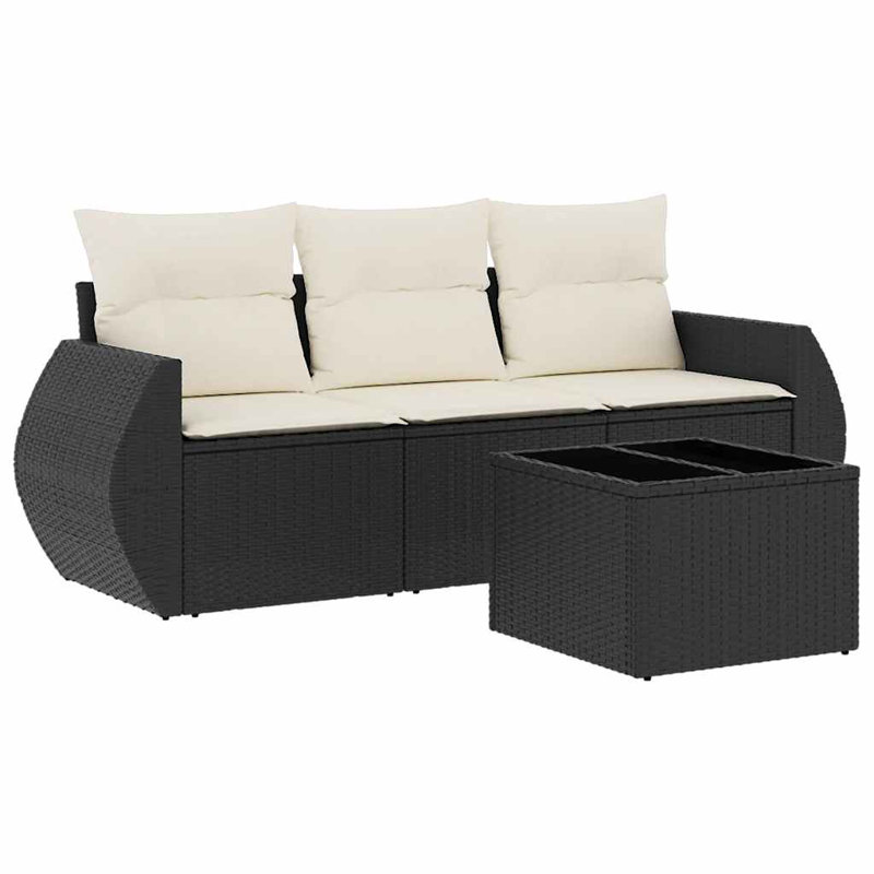 Ensemble de canapé de jardin Vidaxl noir, blanc crème