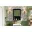 Armoire de salle de bain murale moderne avec miroir, 20 po, finition noire, tablettes réglables, porte simple, bois massif et métal, charnières, idéale pour les petits espaces de rangement