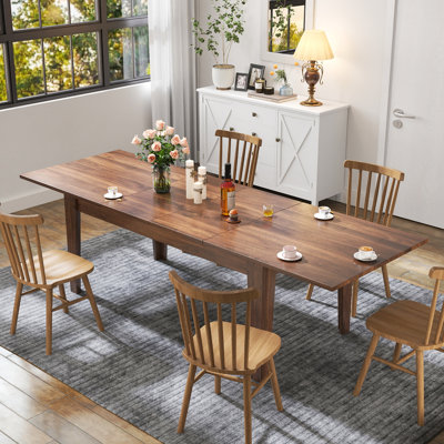 70"/106" Expandable Dining Tables with Extension Leaves for 6 8 10 People, Long Wooden Farmhouse Kitchen Dining Table