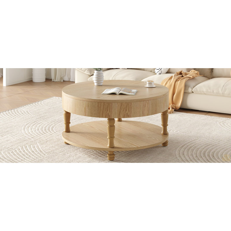 Table basse avec rangement double, table basse ronde avec rangement et compartiment caché