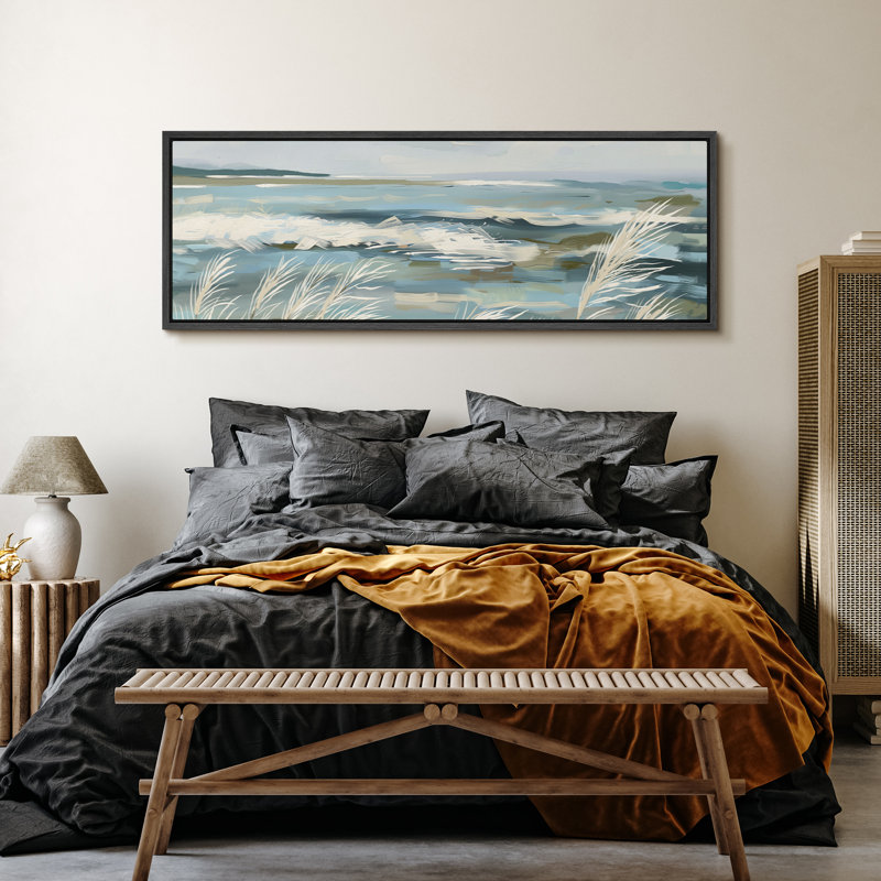«Greenish Blue Ocean Waves», art mural côtier abstrait, impression numérique sur toile giclée sur toile, H 20 po x l 60 po