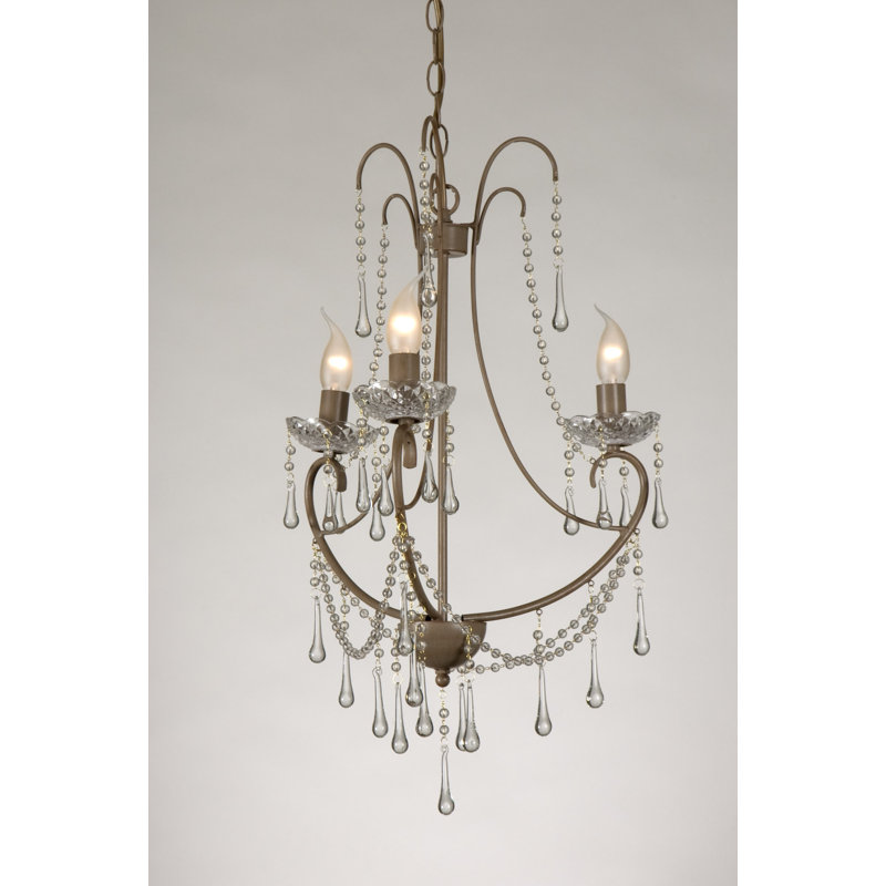 3 - Light Candle Style Chandelier, Pale Taupe