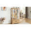 Élégante armoire en verre avec 2 portes, 1 tiroir, des tablettes réglables et une texture chêne style Curio 3-126088698