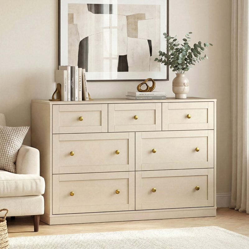Yokota 7-Drawer Dresser For Bedroom, Beige
