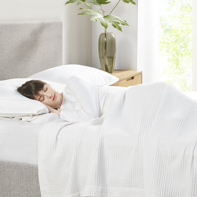Couverture en coton, L 89,99 po x l 89,99 po, Blanc