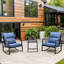 Ensemble de bistro 3 pièces pour terrasse avec coussin bleu pour jardin