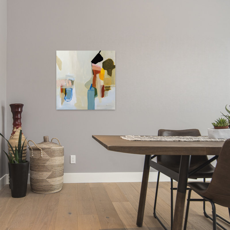 Escalade contemporaine avec art abstrait beige, H 24 po x l 24 po