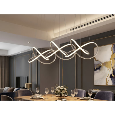 Maidee 1 - Luminaire suspendu DEL moderne en forme de tourbillon, à intensité variable, 3CCT sélectionnable (3000K / 4000K / 5000K), câble réglable de 5 pieds, luminaire suspendu en aluminium pour îlot de cuisine, salle à manger, cage d'escalier - 