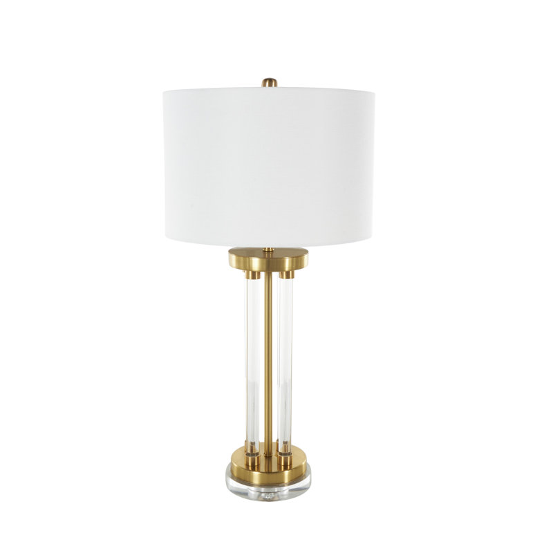 Lampe de table avec tiges en cristal Cole et gris avec base dorée et argentée