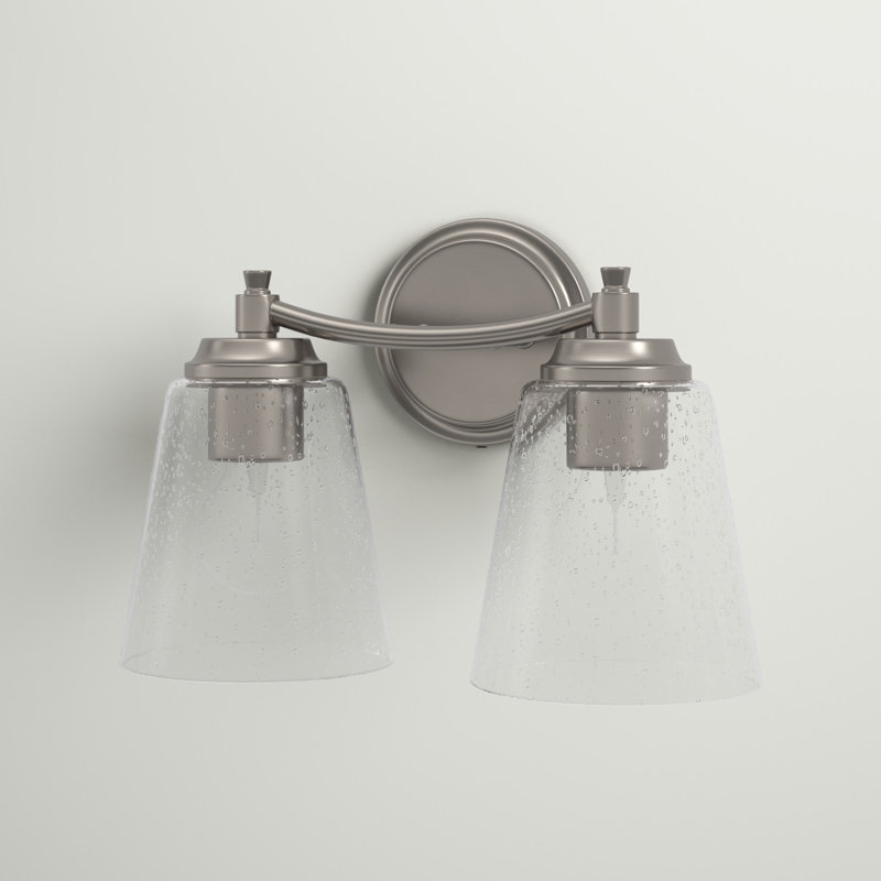 Damarye 2 - Light Dimmable Vanity Light, Clear Seeded, Brushed Polished Nickel