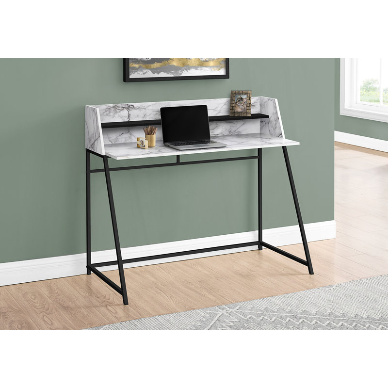 Bureau d'ordinateur aspect marbre, White/Black