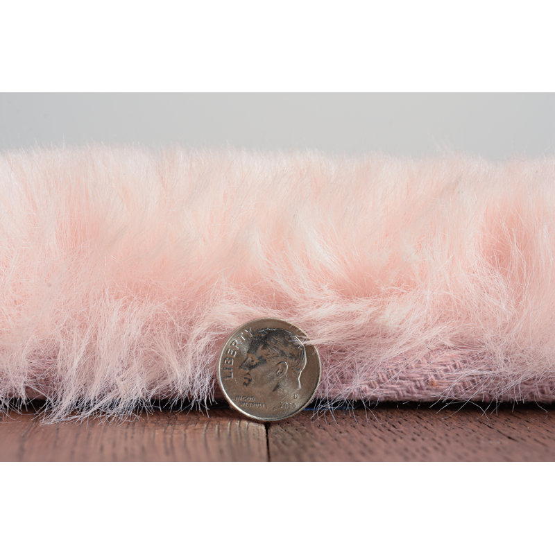 Jalissia Faux Rabbit Fur Hand Tufted Solid Color Rug, Rectangle 5' x 7'