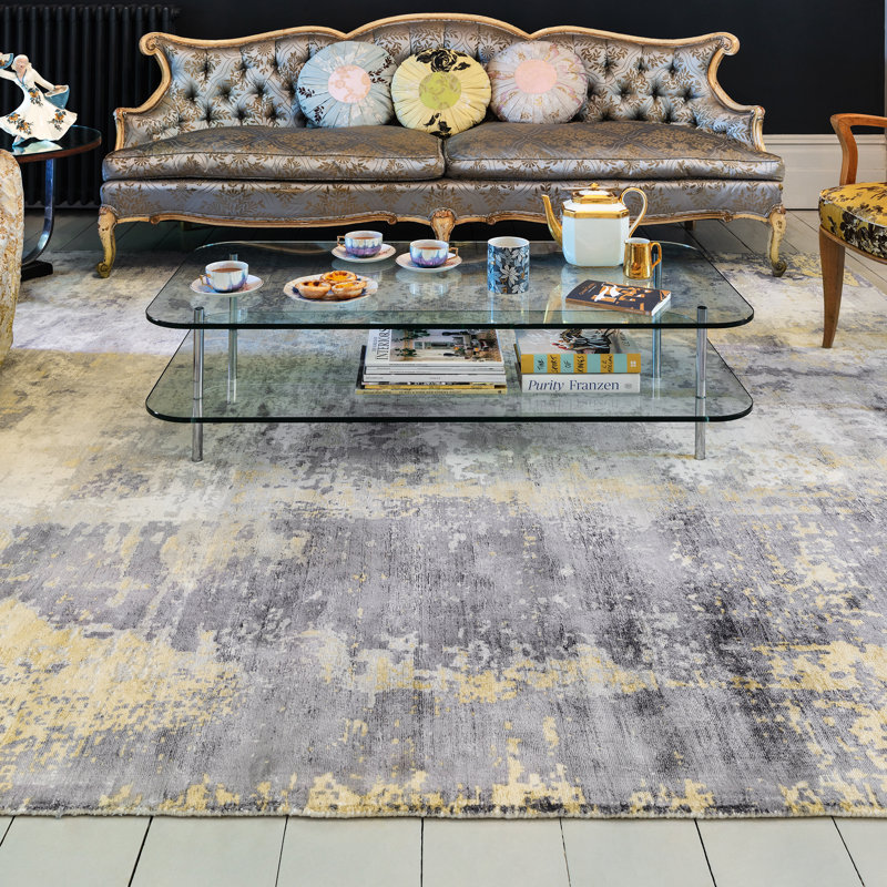 Midhurst Hand Woven Silky Gold/Grey Area Rug, Rectangle 160 x 230cm