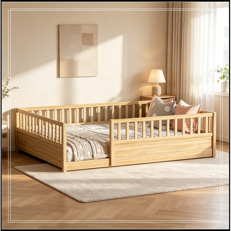 Abba de plancher pleine grandeur avec barrière et porte à très haute sécurité, Naturel