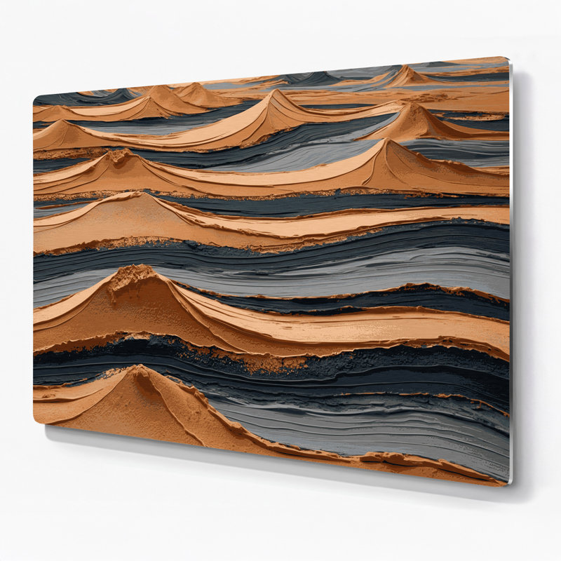 Art mural horizontal rayé horizontal brun foncé en métal brun foncé, H 11 po x l 14 po