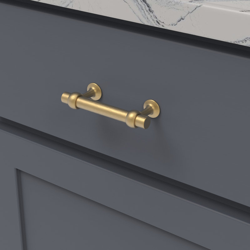 Ostia Collection Pull, 3", Brushed Golden Brass