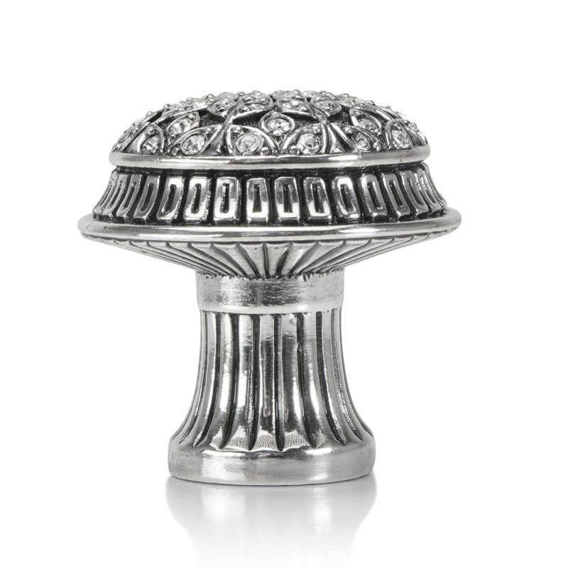HAMPTON KNOB; CLEAR CRYSTAL, Silver