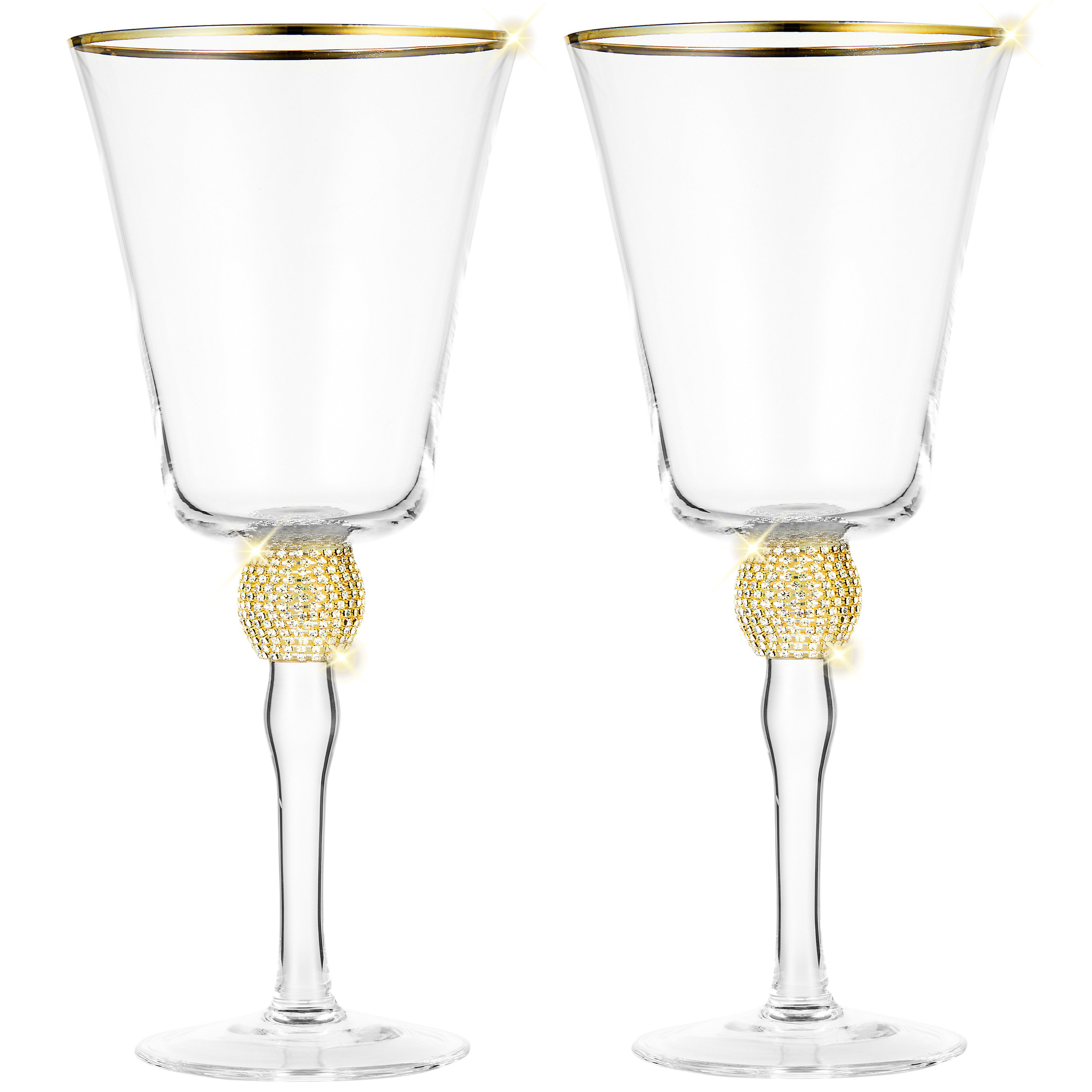 Berkware Crystal Wine Glass with Gold or Silver Stem - 3 x 8