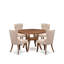 Cet ensemble de salle à manger 5 pièces comprend une table de cuisine ronde de 48 po avec piédestal et 4 chaises Parson en tissu de lin brun clair, noyer antique-1492285664-1494084422