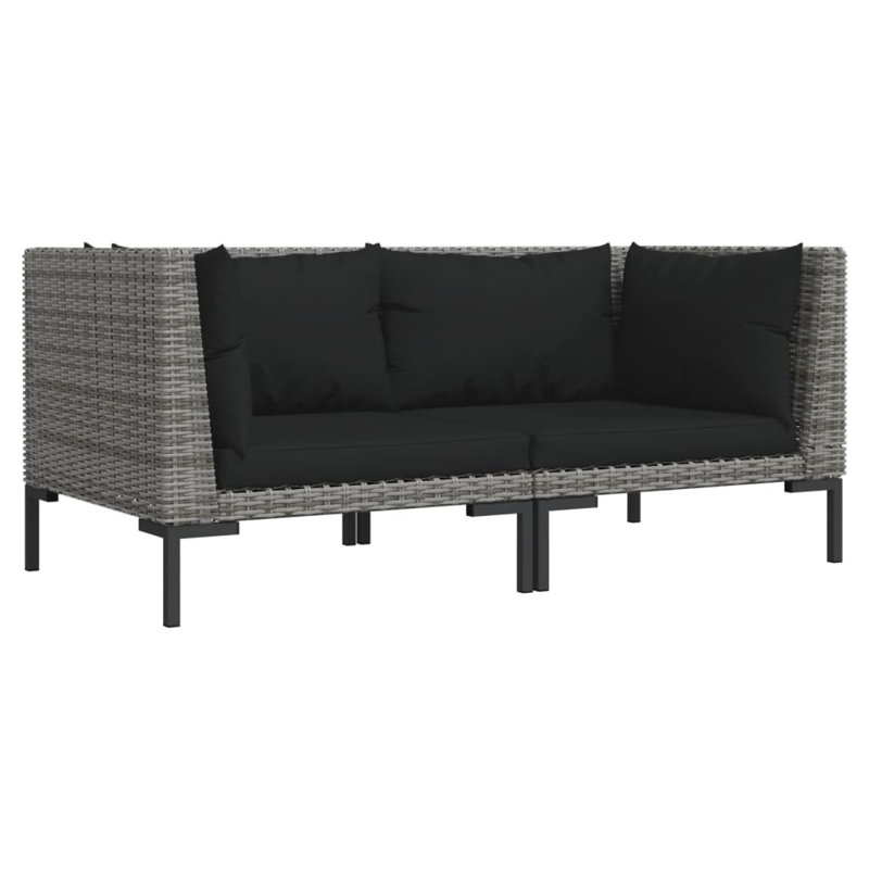 Canapé de jardin modulaire moyen en acier thermolaqué gris foncé Vidaxl