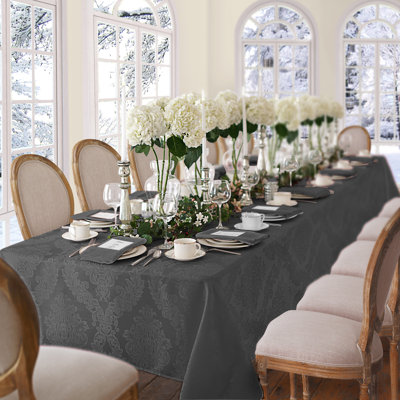 Nappe en jacquard de polyester uni à damas floral Burchfield