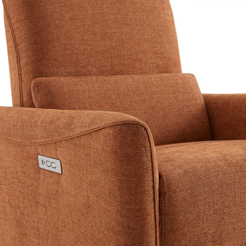 Fauteuil inclinable électrique pivotant rembourré Mikkel, Natté terre cuite