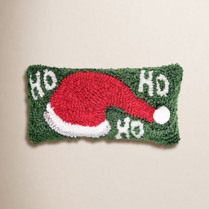 Hooked Petite Size Christmas Holiday Petite Size Accent Throw Pillow, Sanata Hat