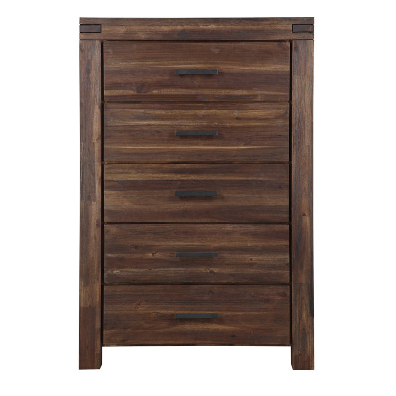 Commode à 5 tiroirs Jhoti, Brun