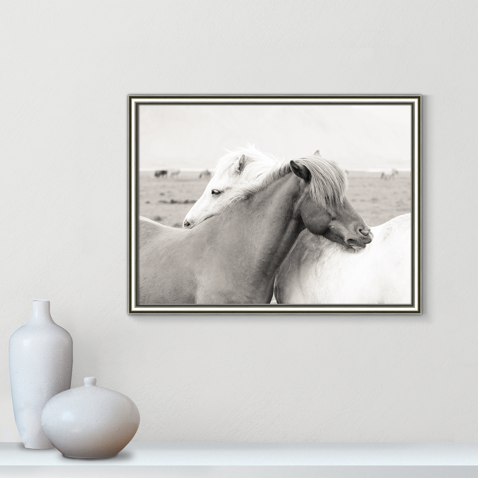 Melanie "Icelandic Meadow Horses" Print, 18.25" H x 24.25" W x 0.88" D, Silver Framed