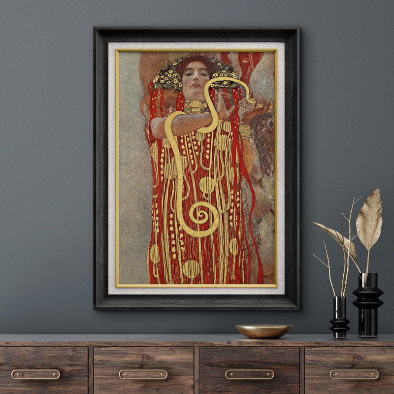 "IDÉE4WALL", art mural encadré de qualité supérieure par Gustav Klimt, Cadre noir, Pas de tapis