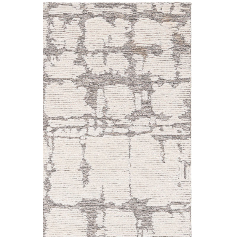 Martha Stewart 4533 Hand Tufted Wool/Cotton Rug in Light Gray/Ivory, Rectangle 5' x 8'
