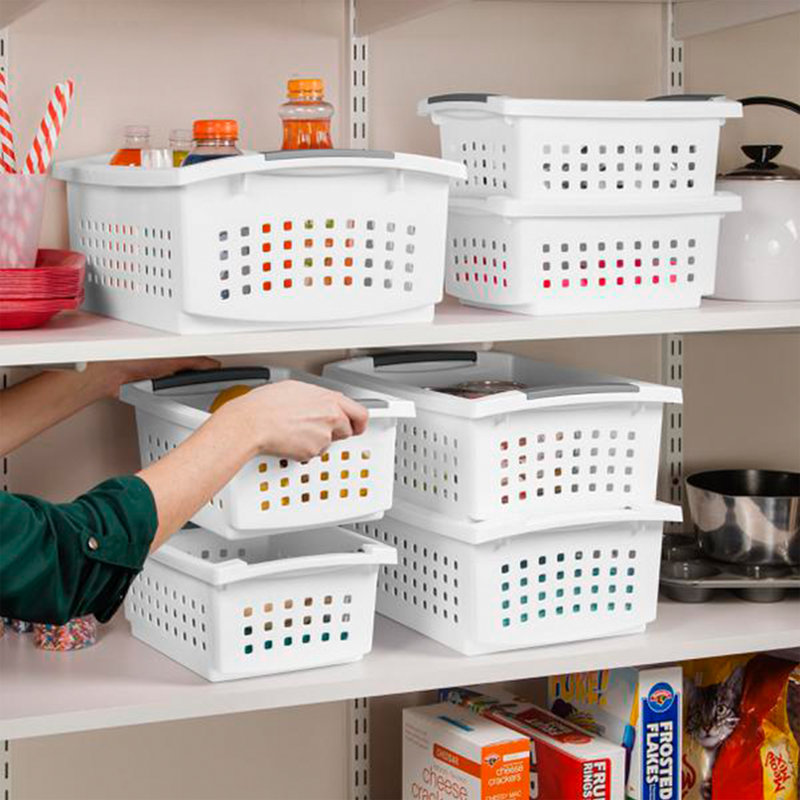 Sterilite 8-Pack White Plastic Ventilated Storage Baskets