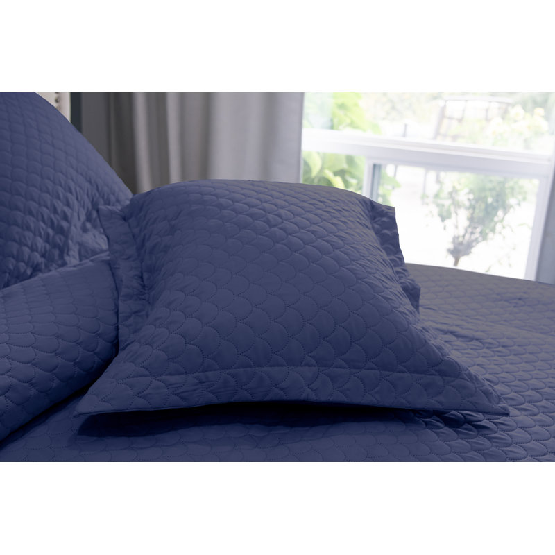 Ensemble de courtepointe en microfibre Basics, Courtepointe double/grand et 2 taies décoratives, Bleu marine