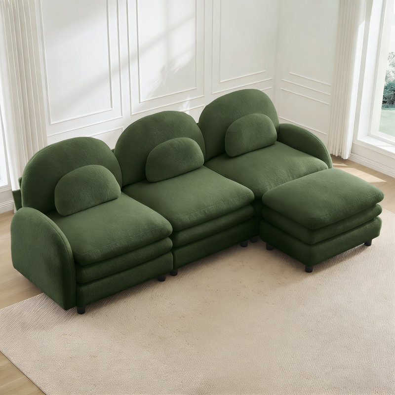 Latitude Run® Cloud Couch L Shape Sofa For Living Room, Teddy Fabric ...