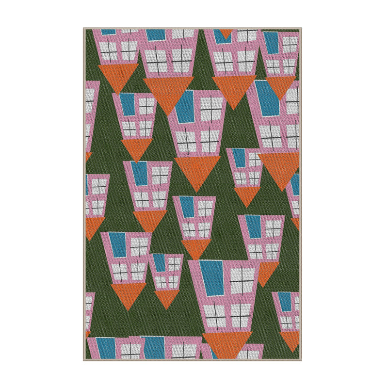 Tapis vert / orange / vert Mayesville, Rectangle 8 pi x 10 pi