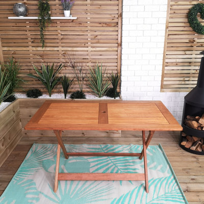 Abigal Windermere Outdoor 6 Person Folding Rectangular Wooden Table