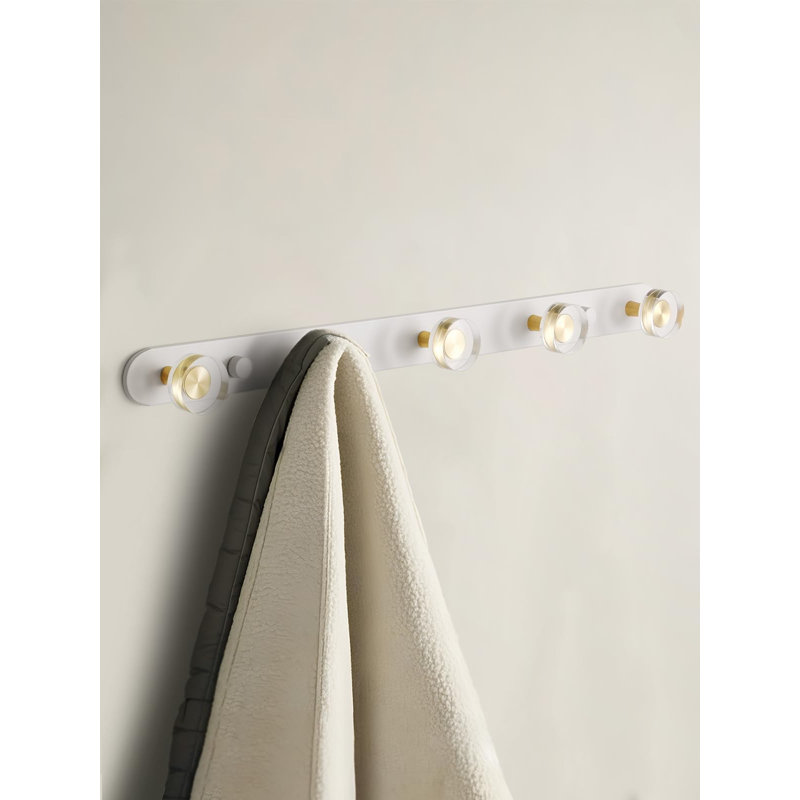 Porte-manteau en cristal blanc Crochets muraux pour serviettes de salle de bain