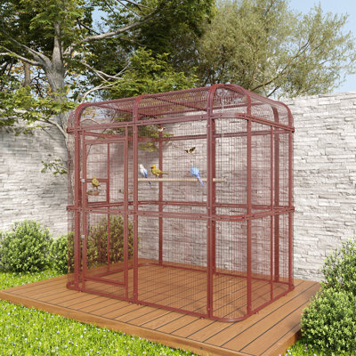 Corwynn 82'' Iron Flat Top Floor Bird Cage with Stand