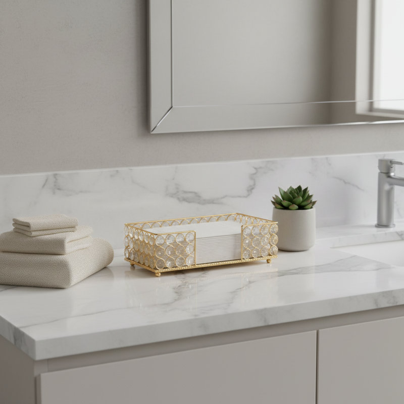 Porte-serviettes de salle de bain Servilleta, Gold, 2.75" H x 9.5" W x 5.5" D