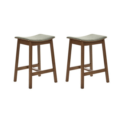 Upholstered Counter Stool with Solid Wood Frame