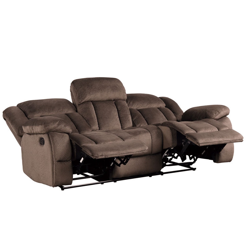 84'' Modern Microfiber Reclining Sofa, 3 Seater Couch for Living Room, 2 Sofa Set, Brown