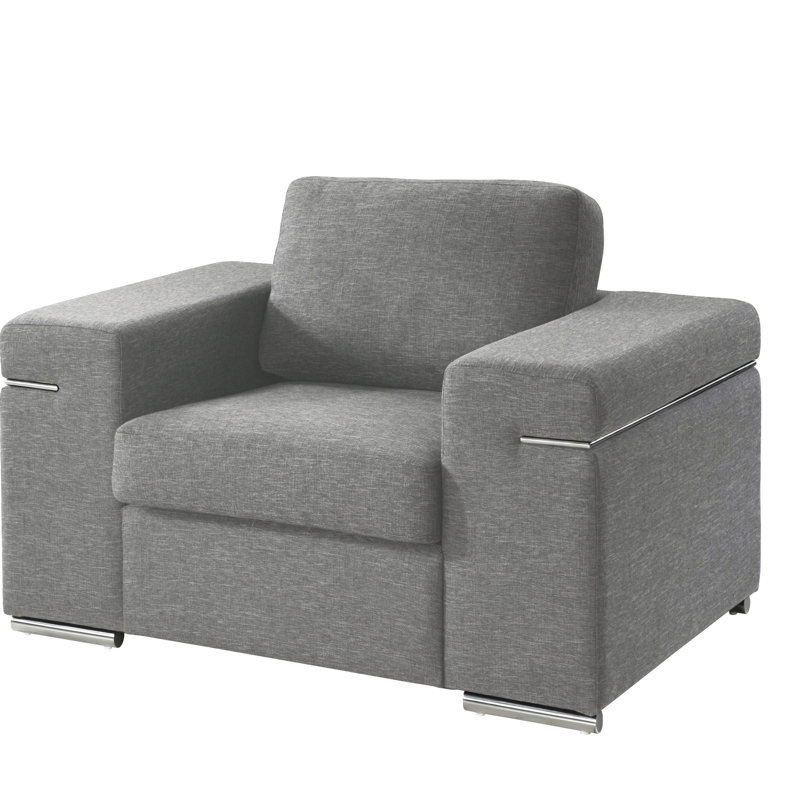 Chaise avec accoudoirs en tissu Gianna, Gris clair