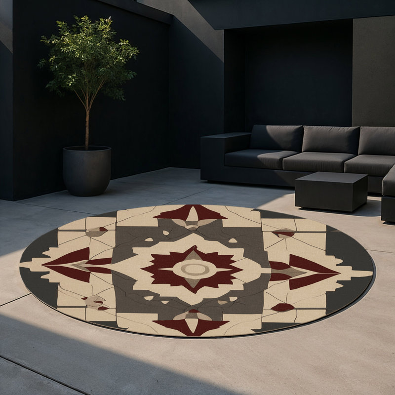 Eternal Ornament Indoor And Outdoor Area Rug, Round 5'